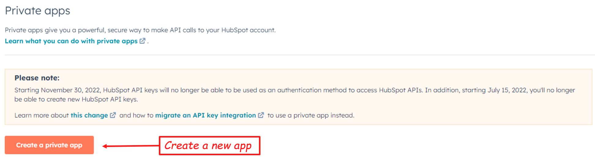 Mange your private apps in HubSpot