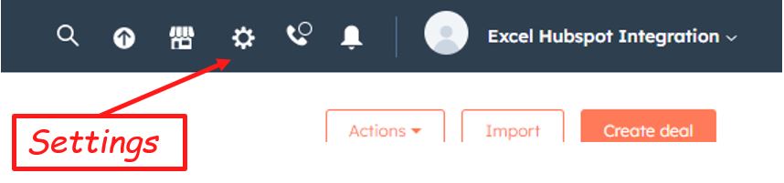 Access the settings in Hubspot