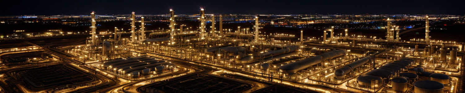 Well-litt oil refinery at night