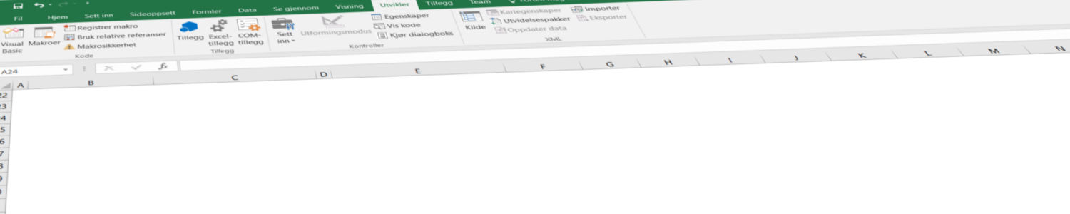 Utvikler fane i Microsoft Excel