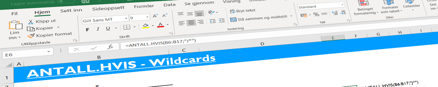 Excel funksjon antall hvis 