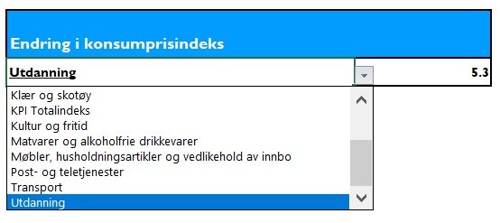 Nedtrekksmeny i Excel med datavalidering