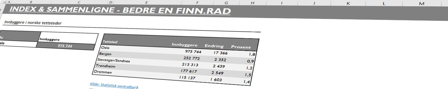 Excel INDEKS/SAMMENLIGNE funksjon banner