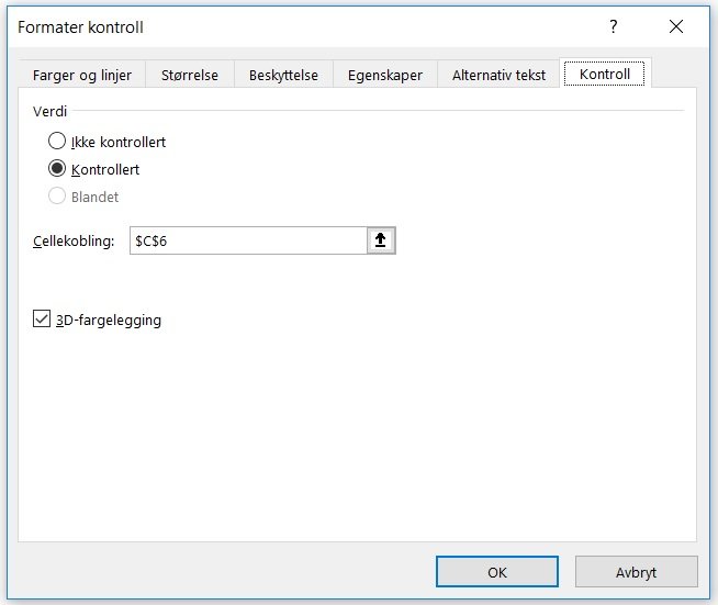 Excels alternativknapper kan kobles til en celle