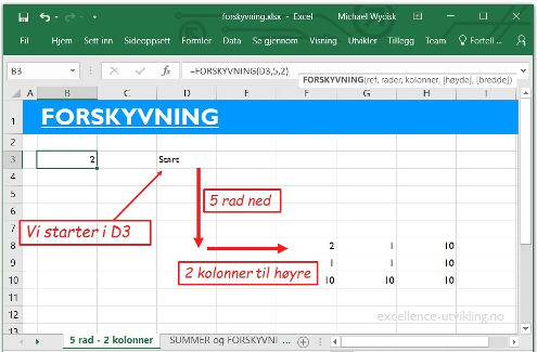 Excel funksjon FORSKYVNING thumbnail